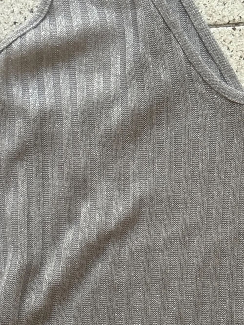 Zara Ribbed V-Neck Tank Top - Light Gray - Picture 2 of 2